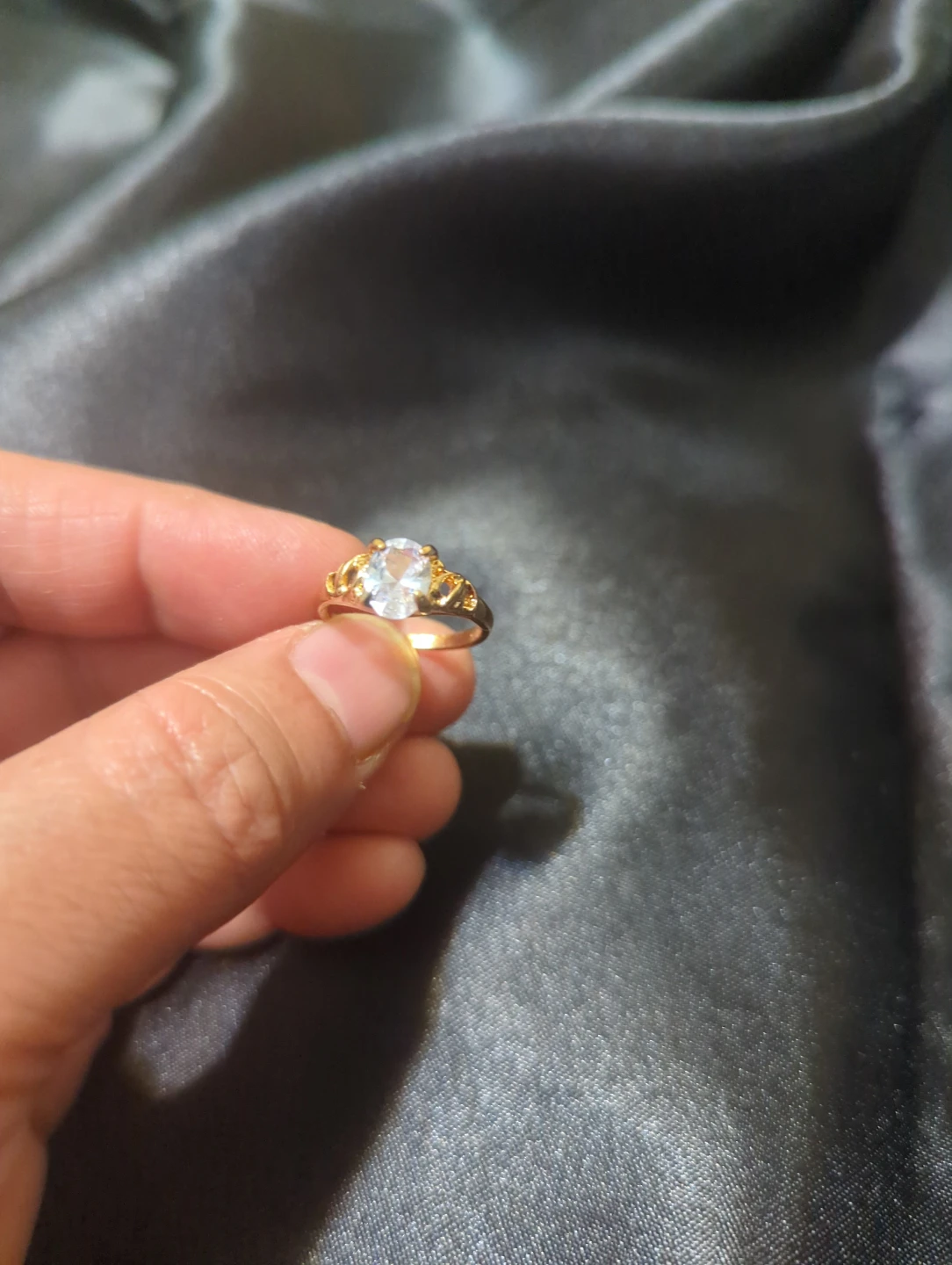 Gold-toned Ring with Clear Stone