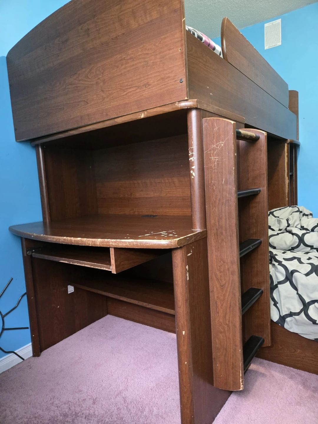 Free Bunk Bed with Integrated Desk and Shelving