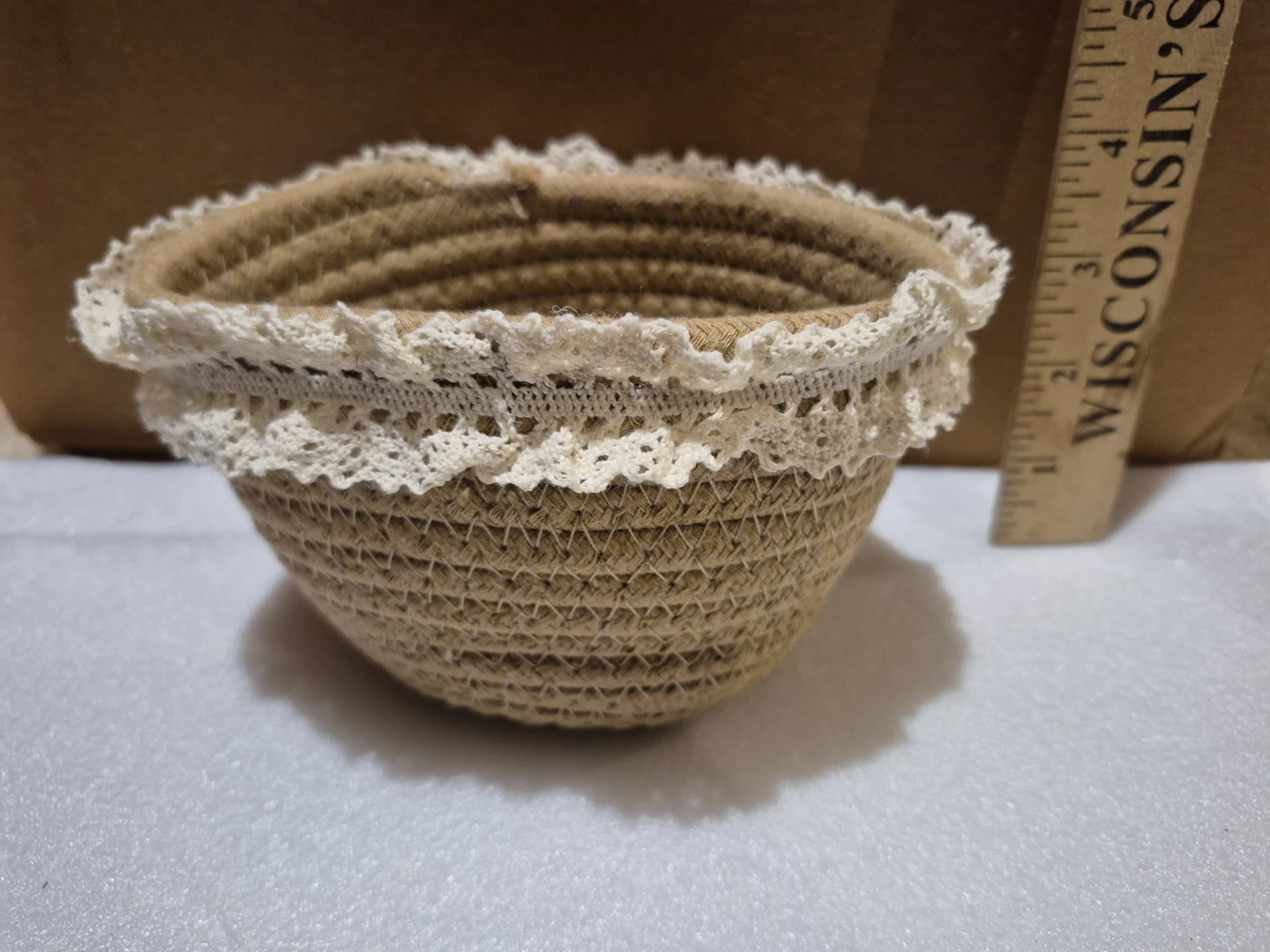 Small Rope Basket with Lace Trim (Skokie) - photo 2