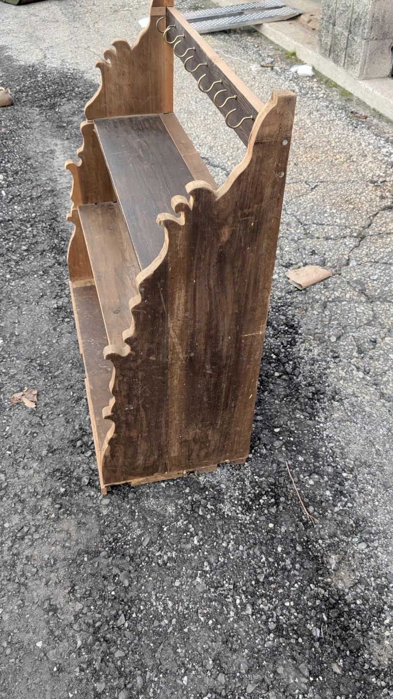 Rustic Wooden Wall Shelf with Hooks - photo 4