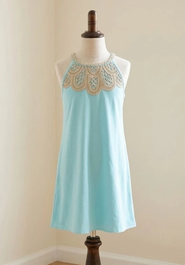 New Girls Lily Pulitzer dress with gold embroidered neckline