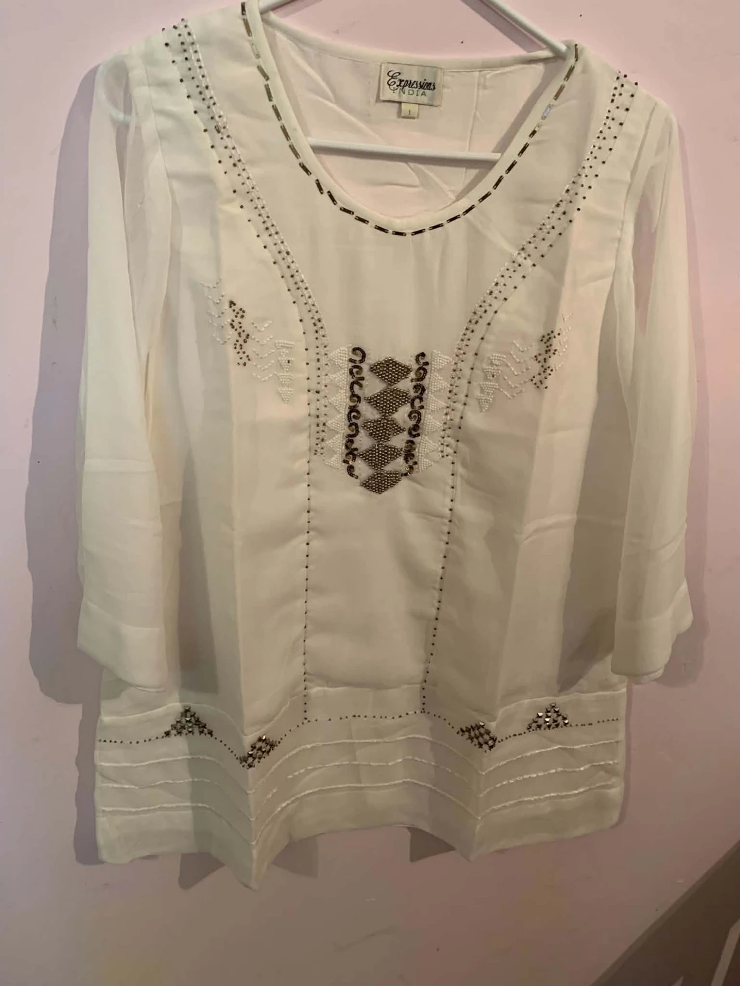 Expressions India White Beaded Tunic