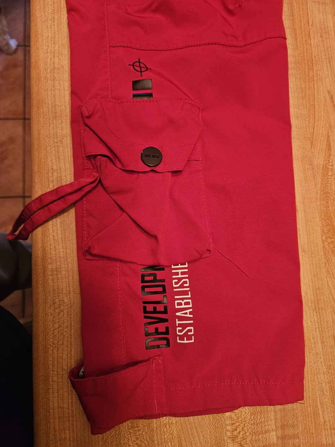 Red Cargo Pants with Graphic Details - photo 3