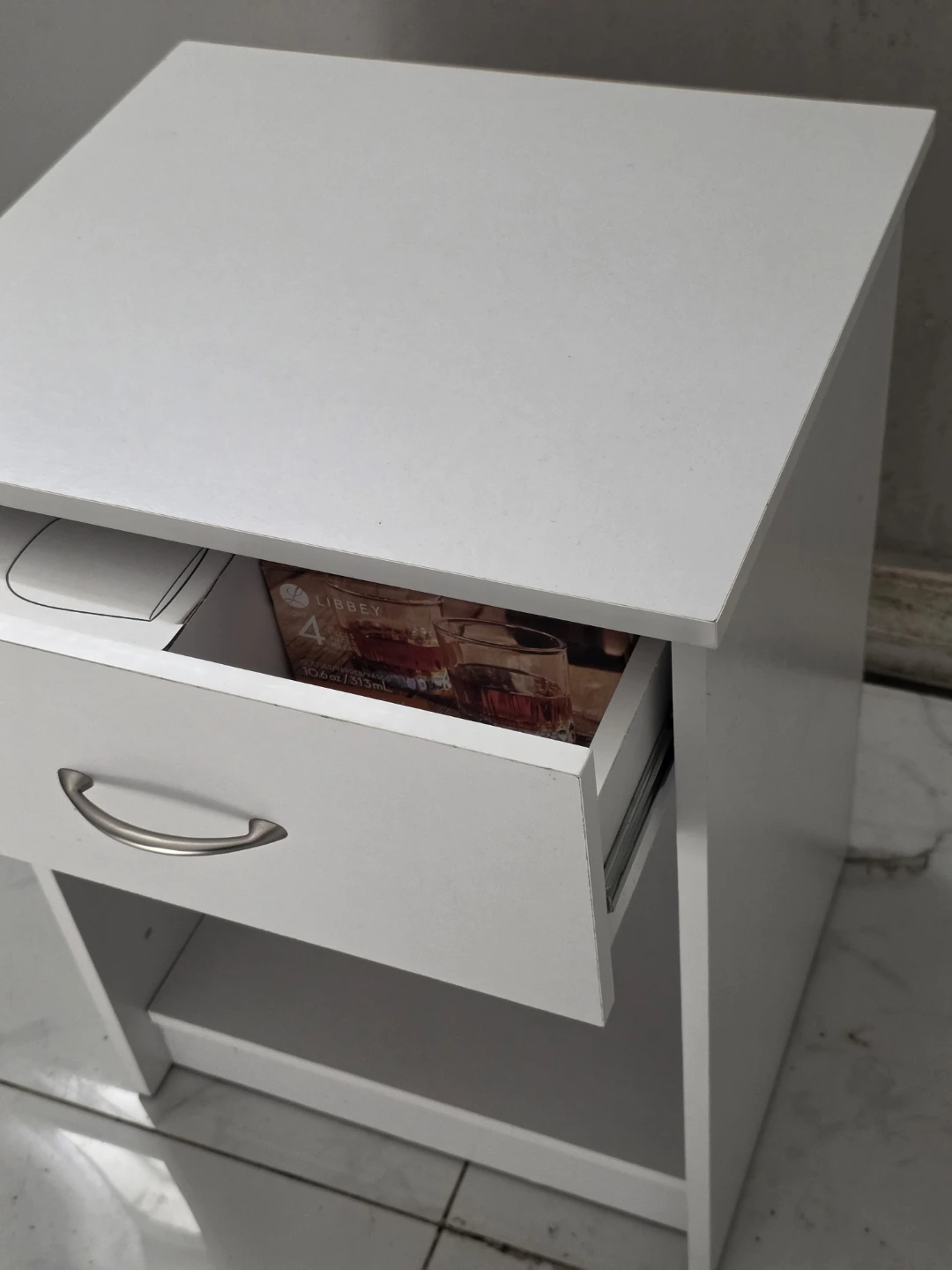White Nightstand with Drawer - photo 2
