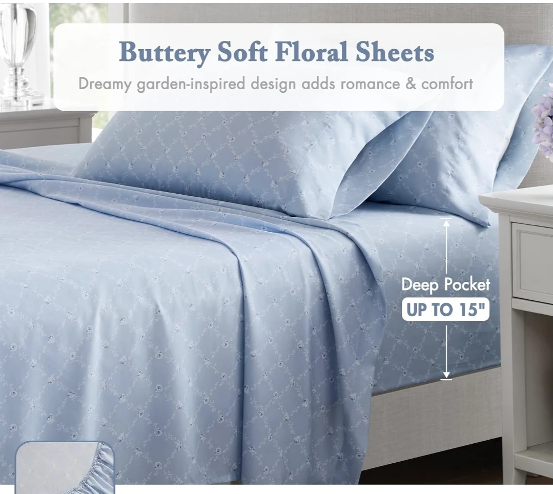 Queen  Floral Sheet Set