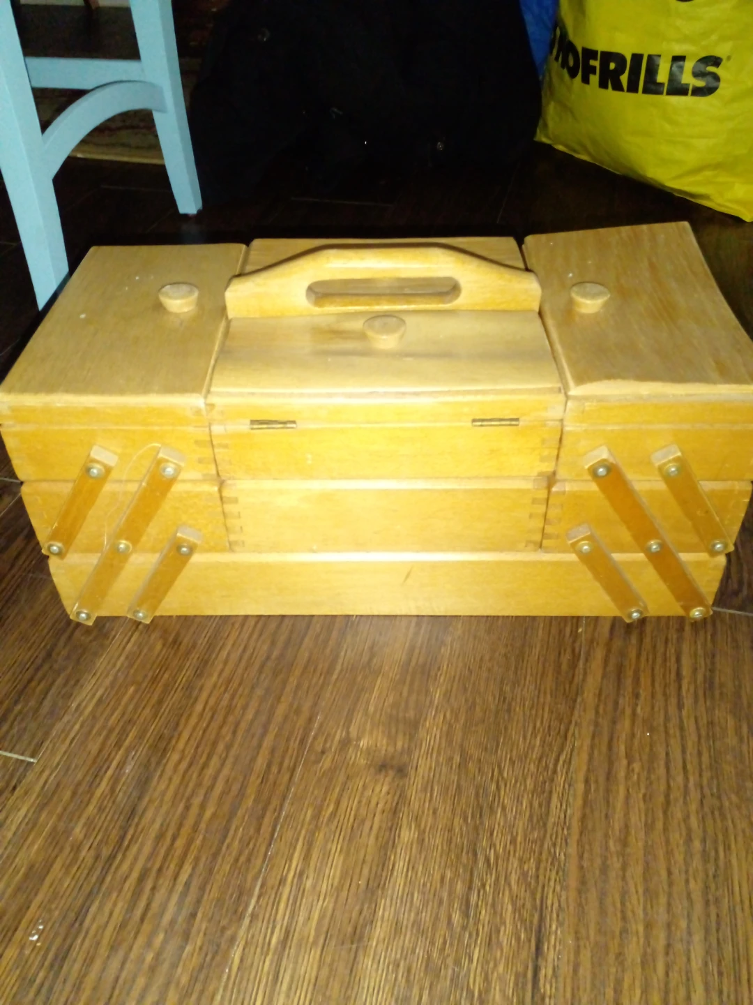 Wooden Cantilever Sewing Box
