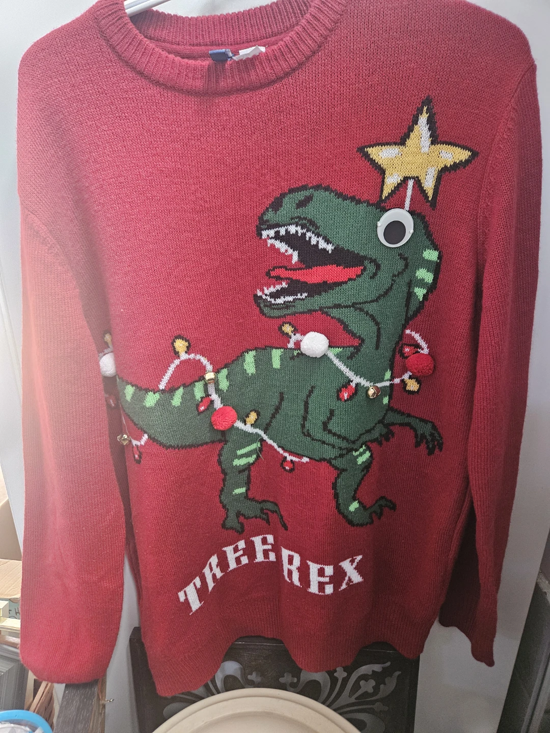 Christmas Sweater - Red Tree Rex, M