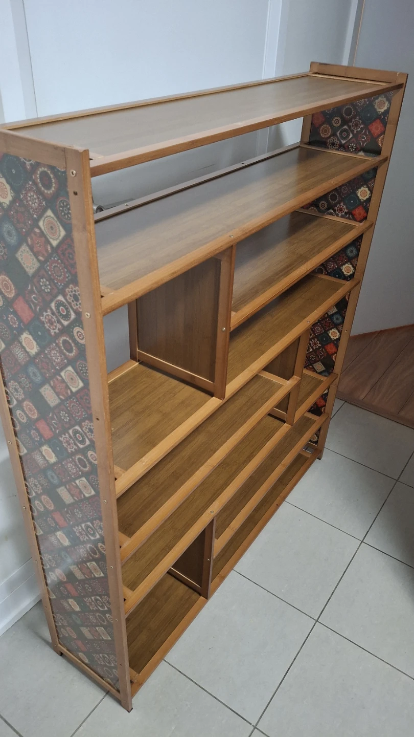Decorative Bamboo display Shelving Unit shoe rack 98x23x115cm