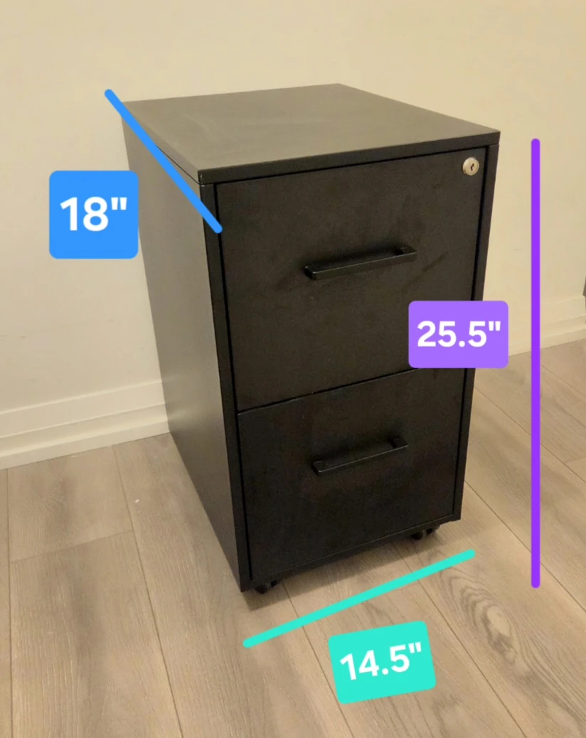 Black 2-Drawer Filing Cabinet - photo 3