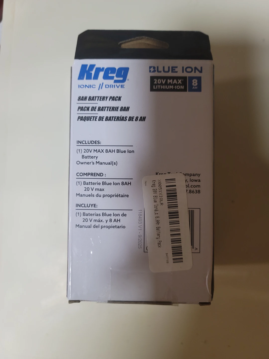 SEALED Kreg Ionic Drive 20V Max 8Ah Battery Pack - photo 2