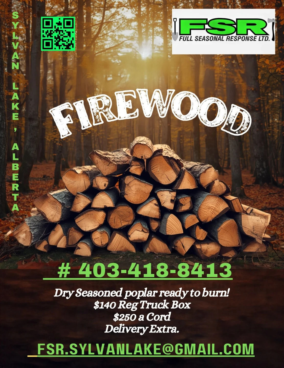 FSR Full Seasonal Response Dry Seasoned Poplar Firewood