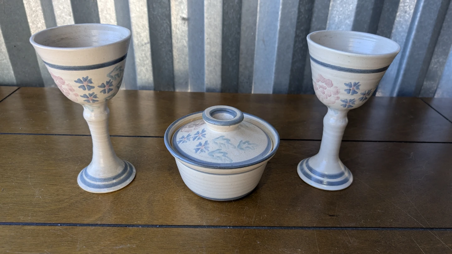 Ceramic Chalices and Covered Bowl Set