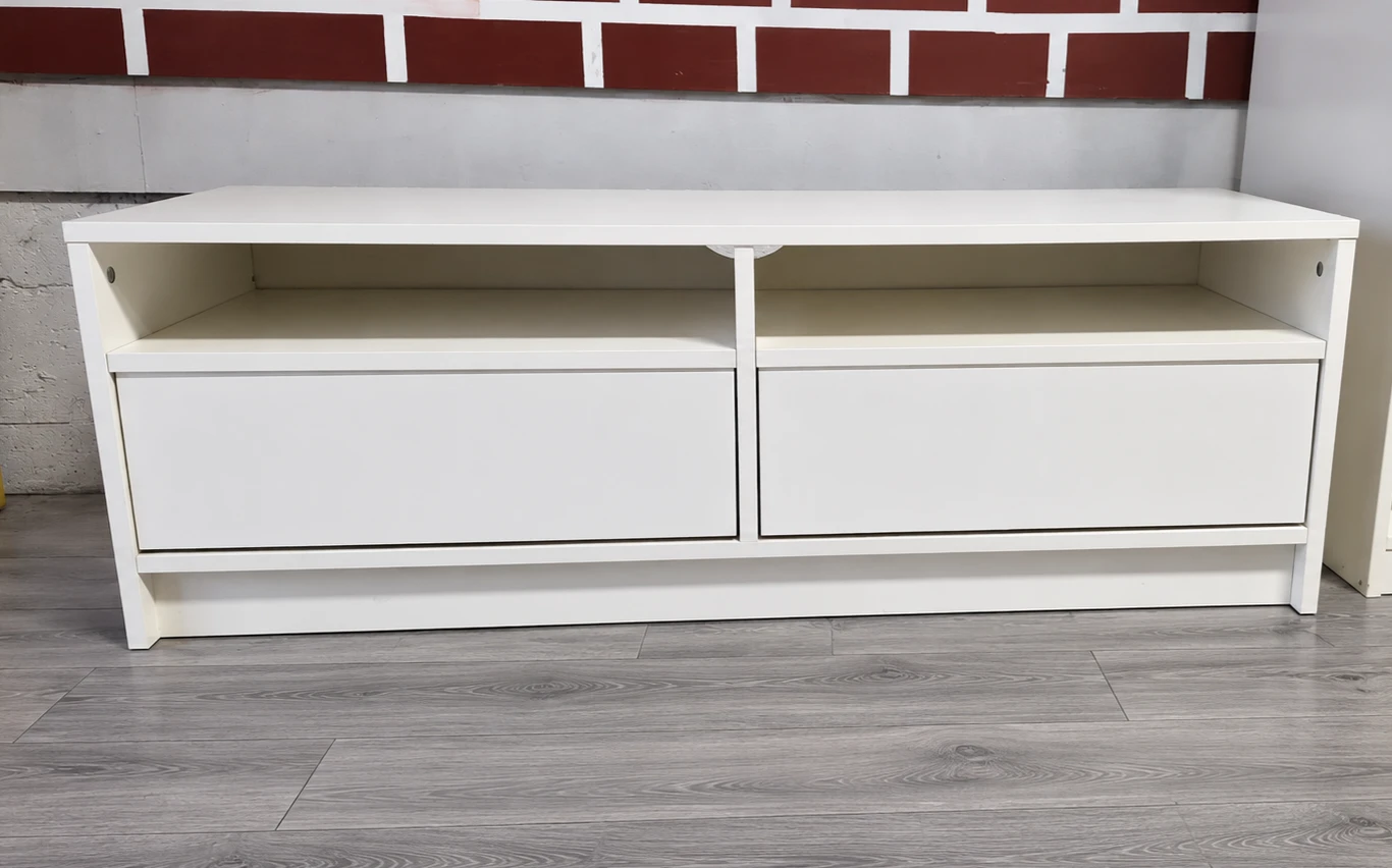 White IKEA TV Bench with Drawers
