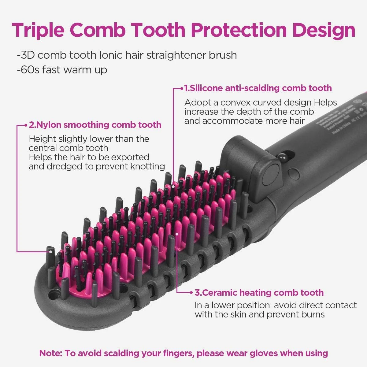 NEW Hair Straightener Brush Ionic Straightening Brush - photo 4