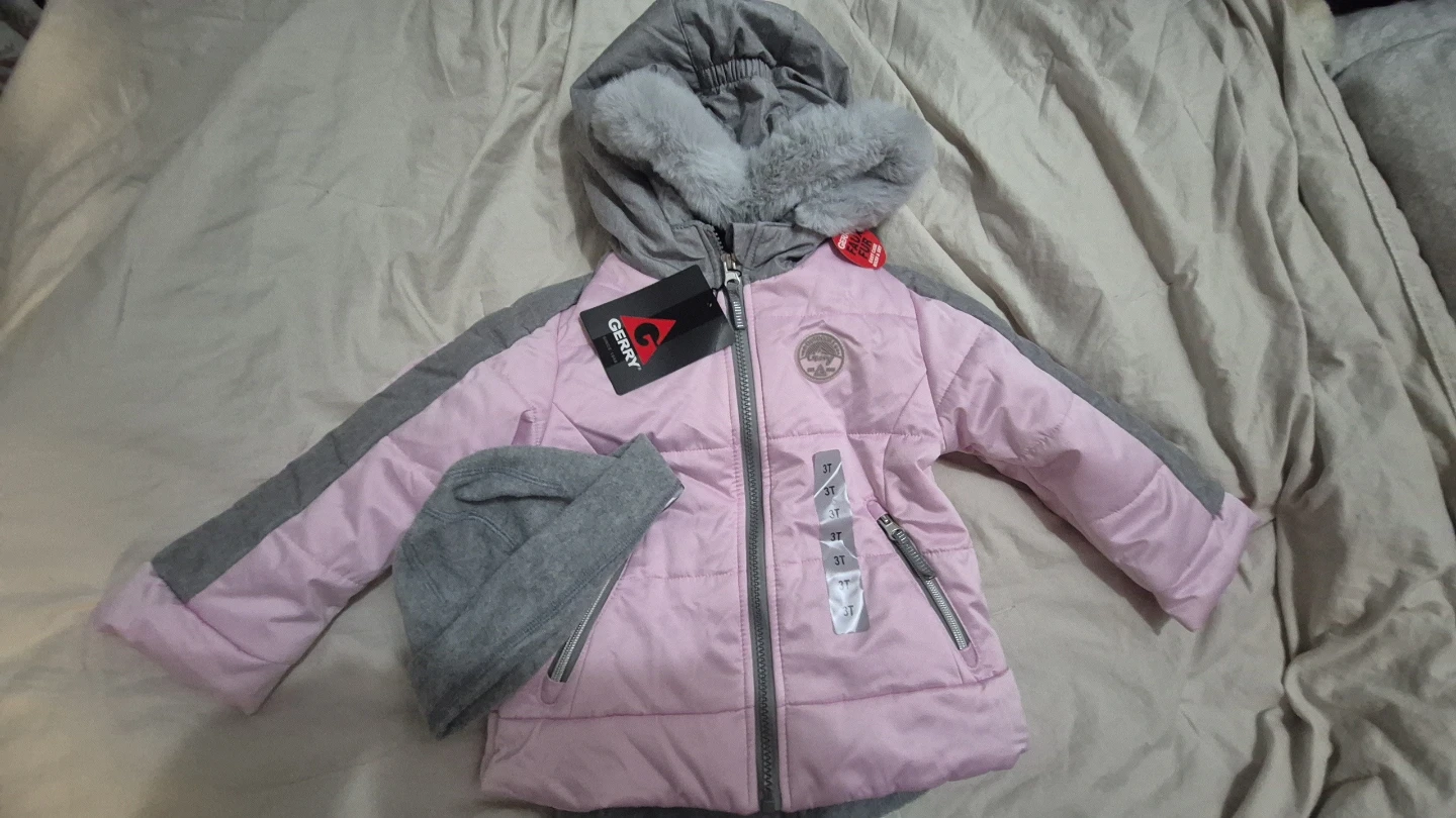 Pink quilted Girls Kids' Systems Jacket, has 2pc with hat - photo 4