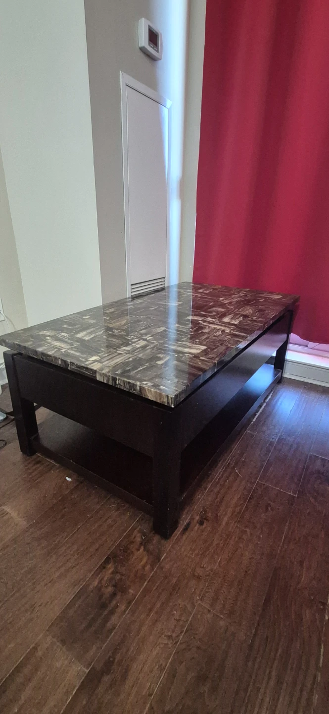 Lift-Top Faux-Marble Coffee Table with Storage