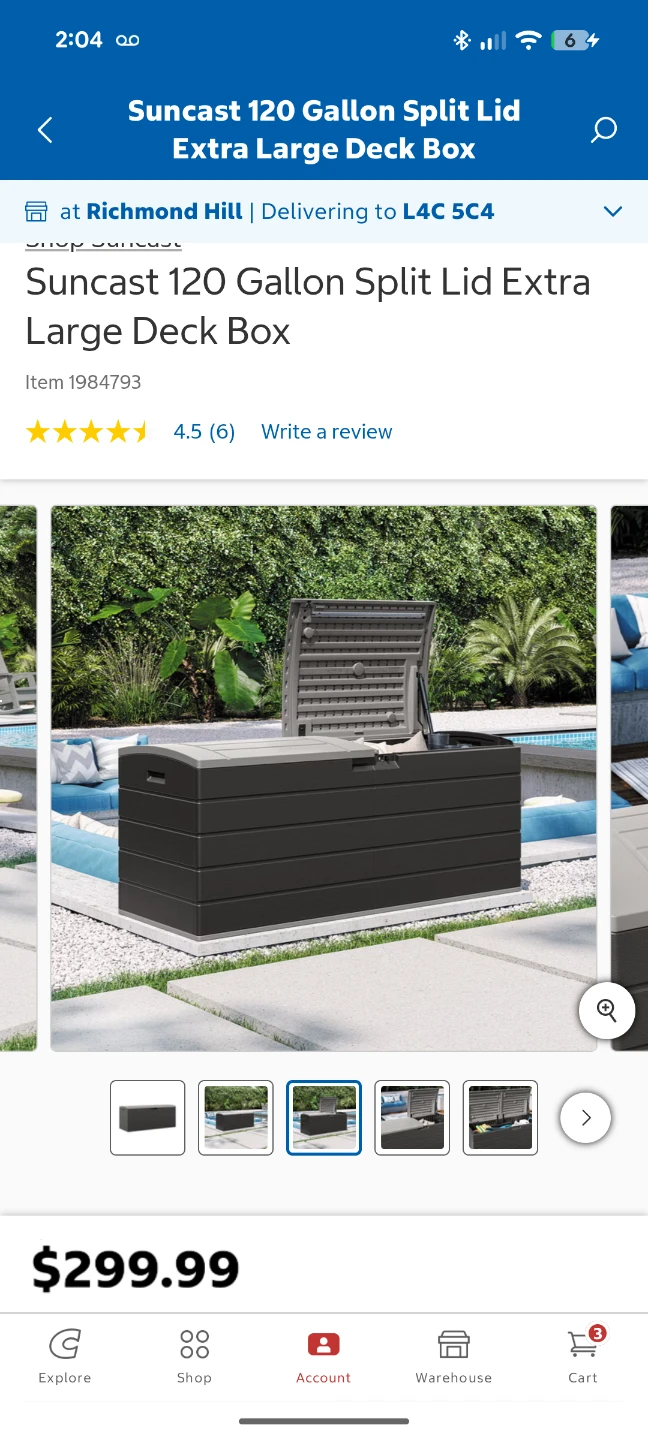 Suncast 120 Gallon Split Lid Deck Box