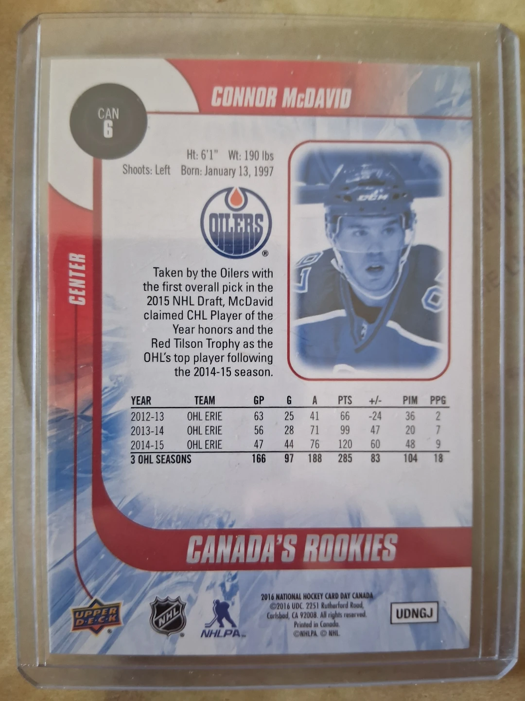 2016 Upper Deck Connor McDavid Canada's Rookies Card - photo 2
