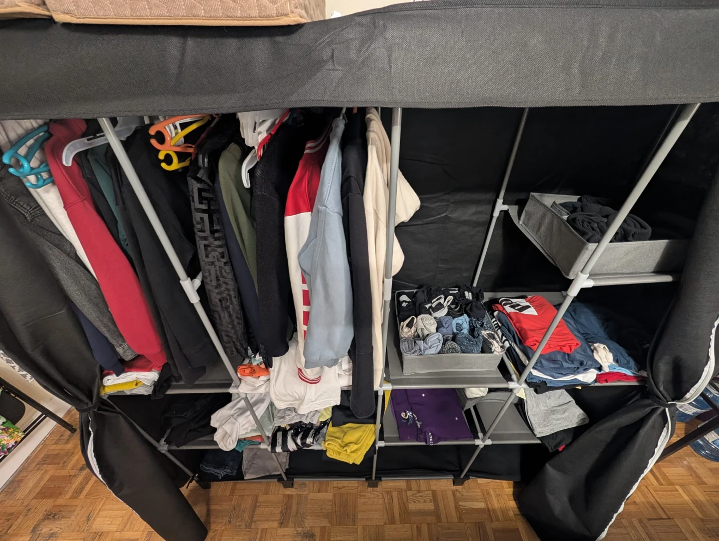 Portable Fabric Wardrobe with Shelves - photo 2