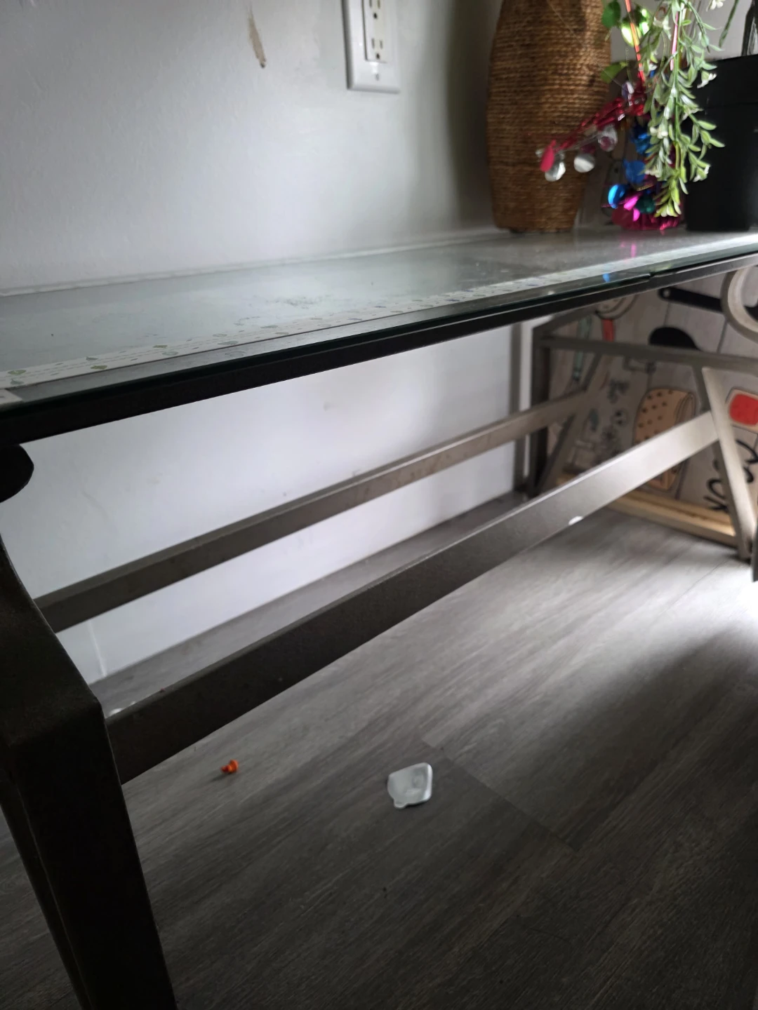 Glass Top Metal Console Table - photo 3