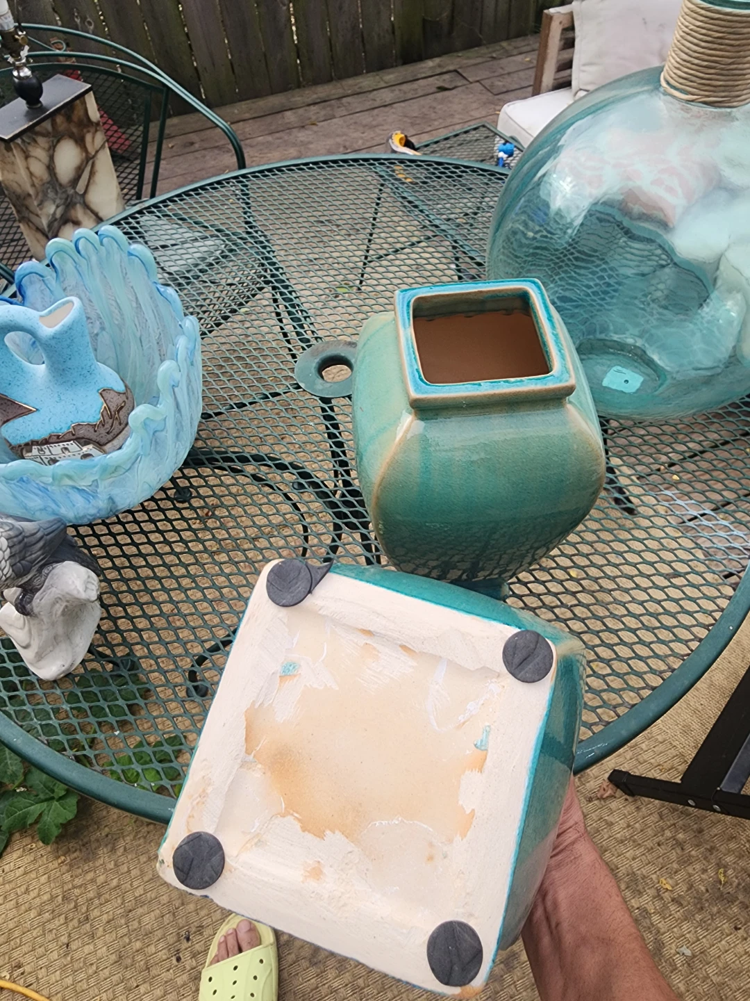 Set of Two Ceramic Teal Vases - photo 2