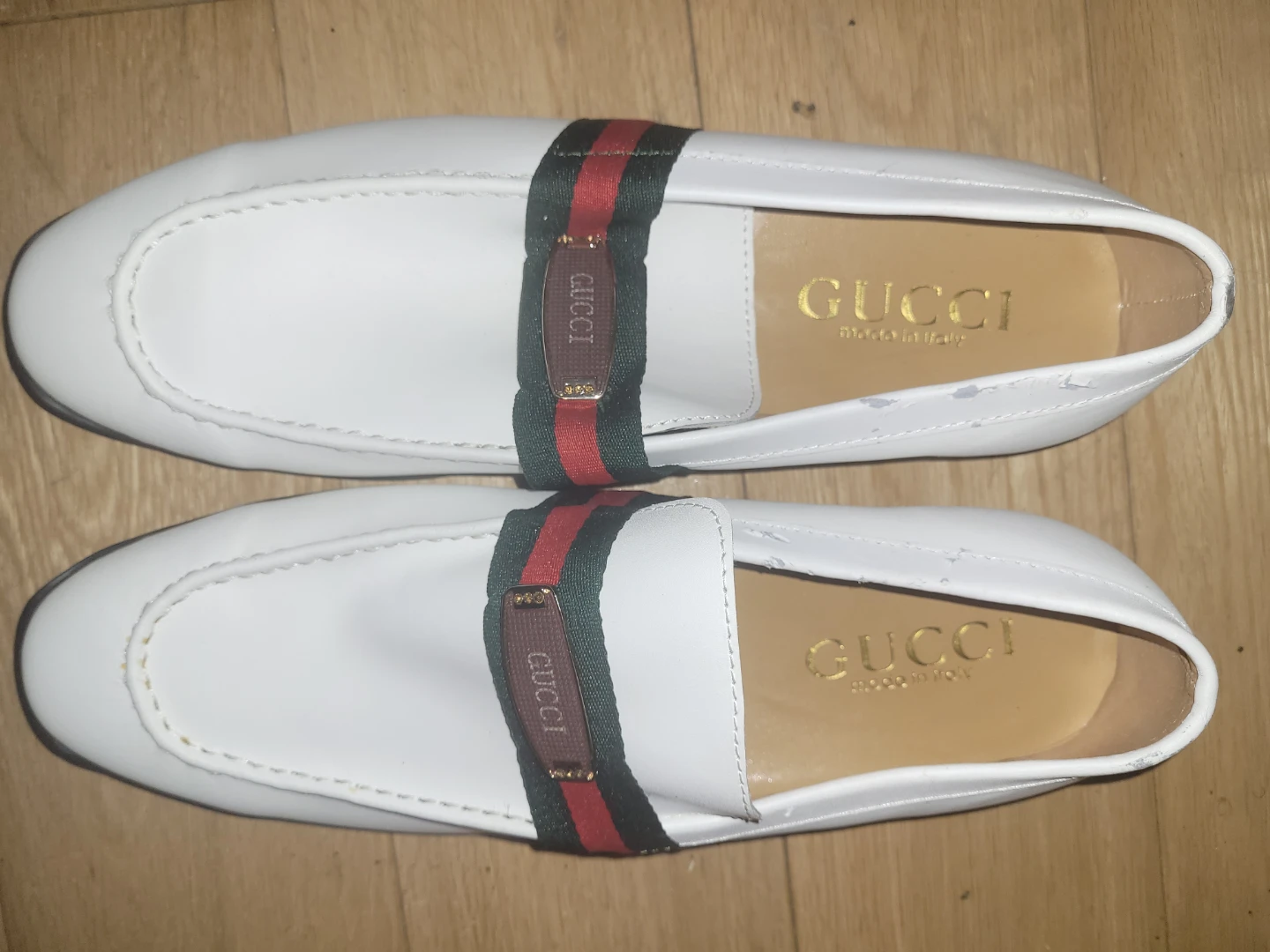 Gucci White Leather Loafers
