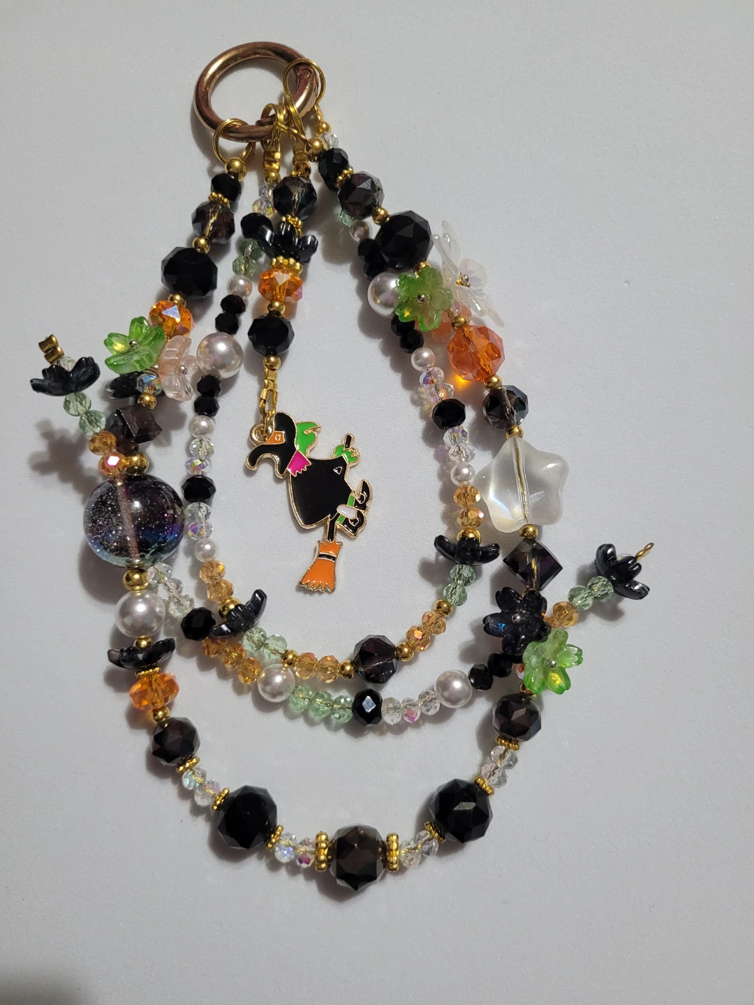 Halloween witch theme beaded bag charm - photo 4