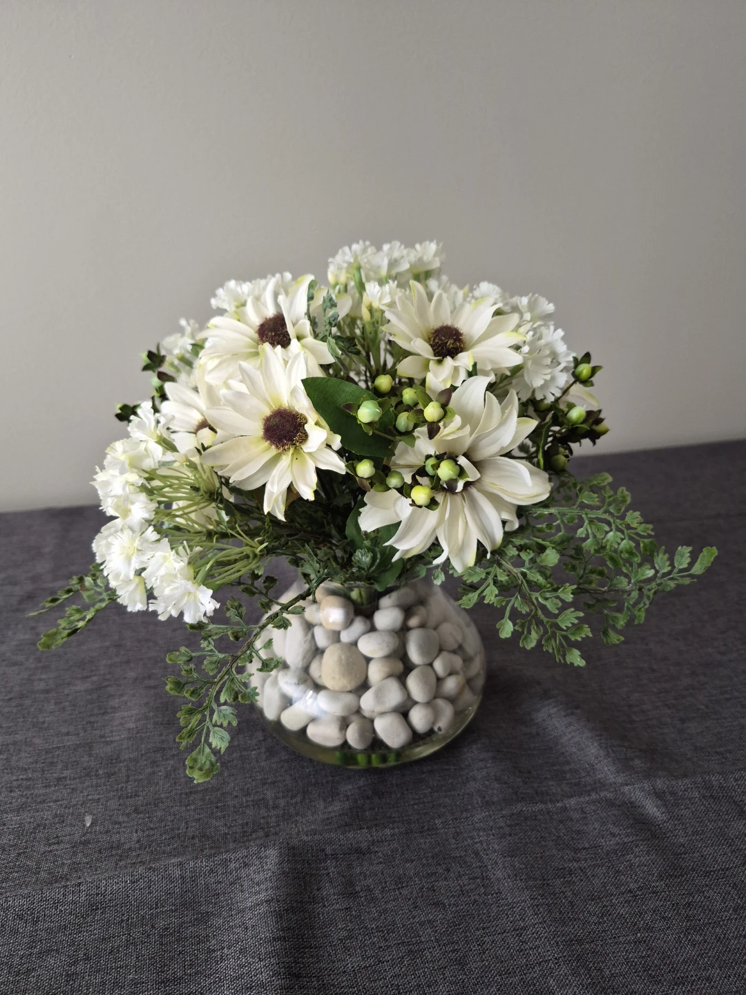 Artificial Flower Arrangement in Glass Vase