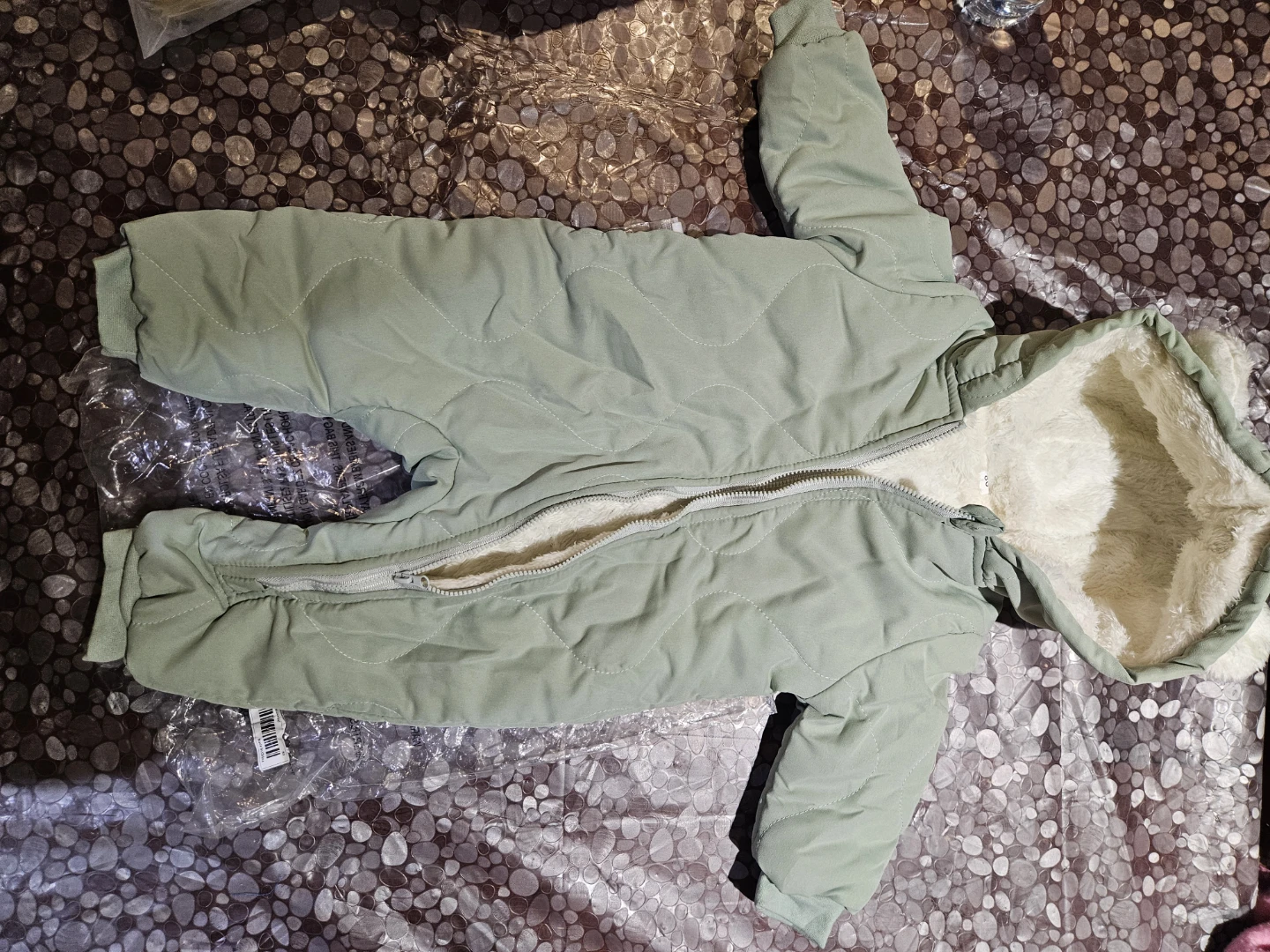 Baby Green Quilted Fleece-Lined Snowsuit - photo 4