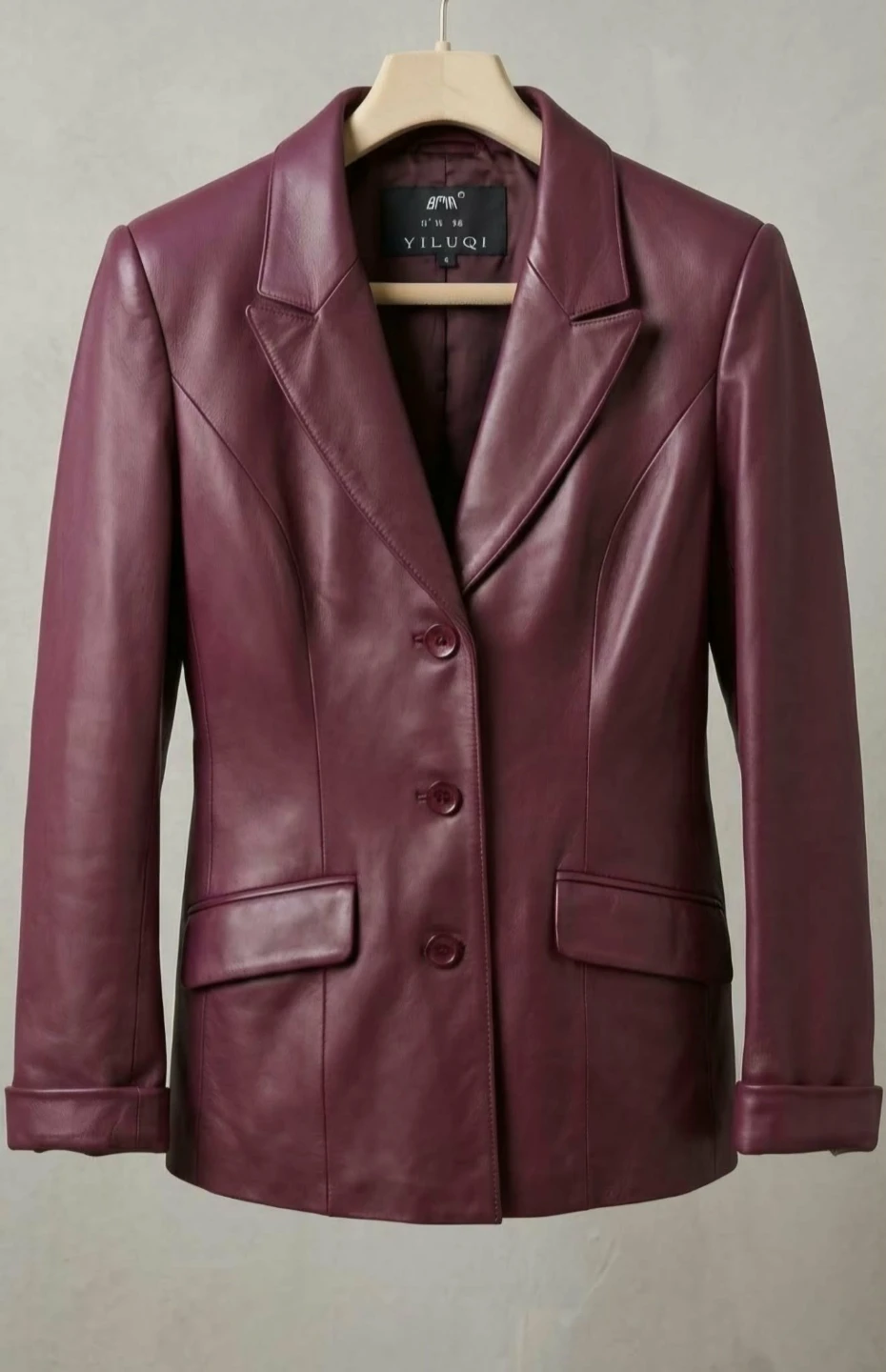 Burgundy Leather Blazer