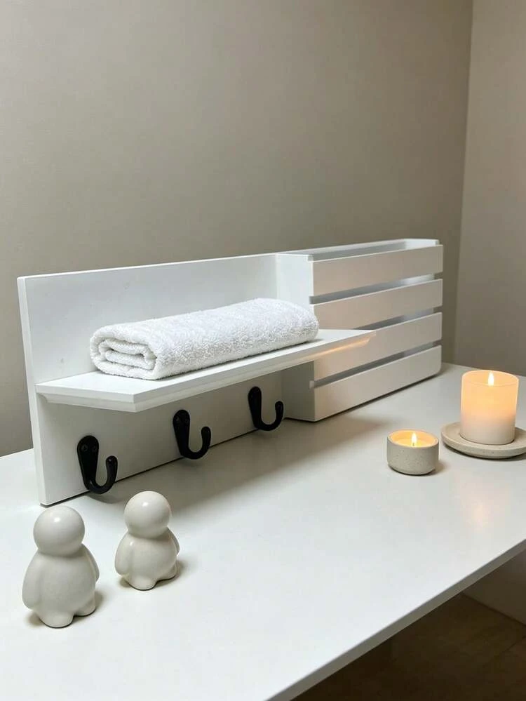 White Wall Shelf and Caddy