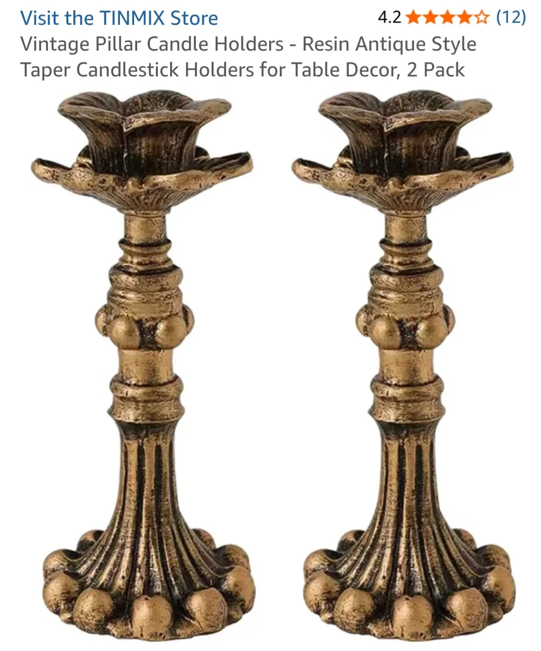 TINMIX Vintage Resin Candle Holders - Set of 2