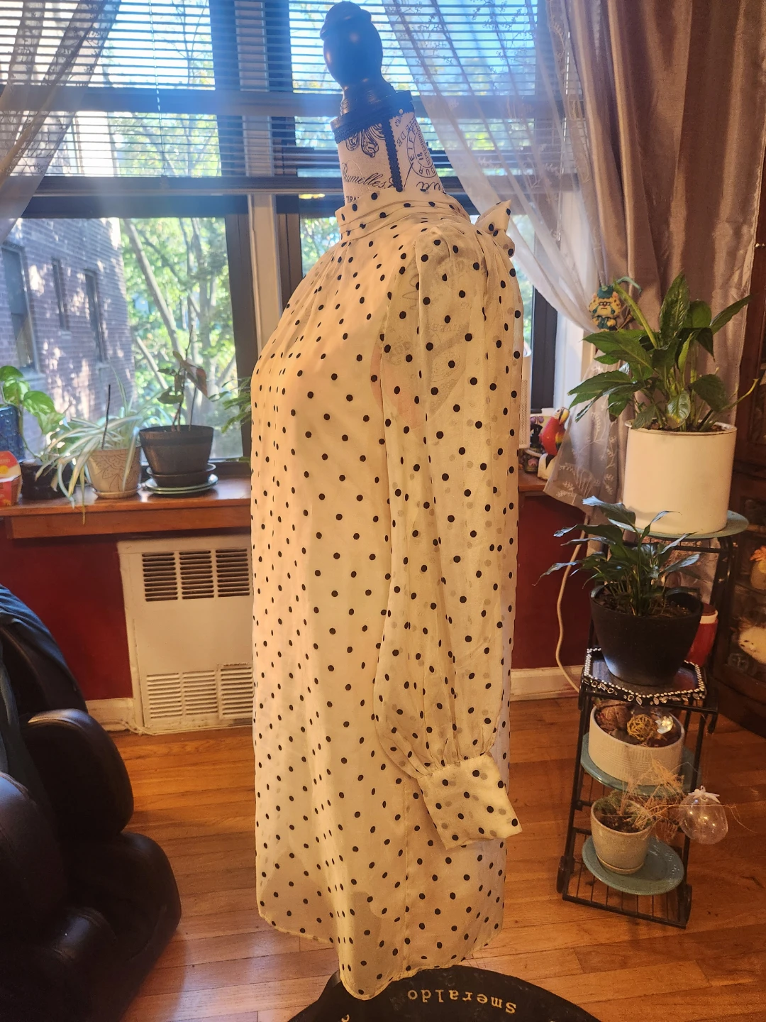 BCBG Ivory  Black Polka Dot Sheer Organza Shift Dress with Slip - photo 2