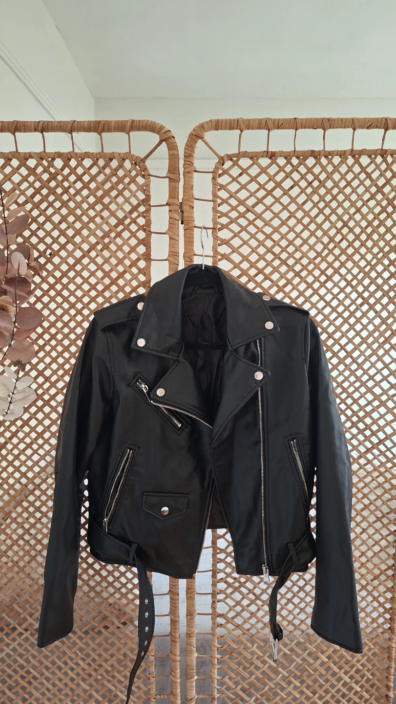 Zara Black Faux Leather Biker Jacket size S