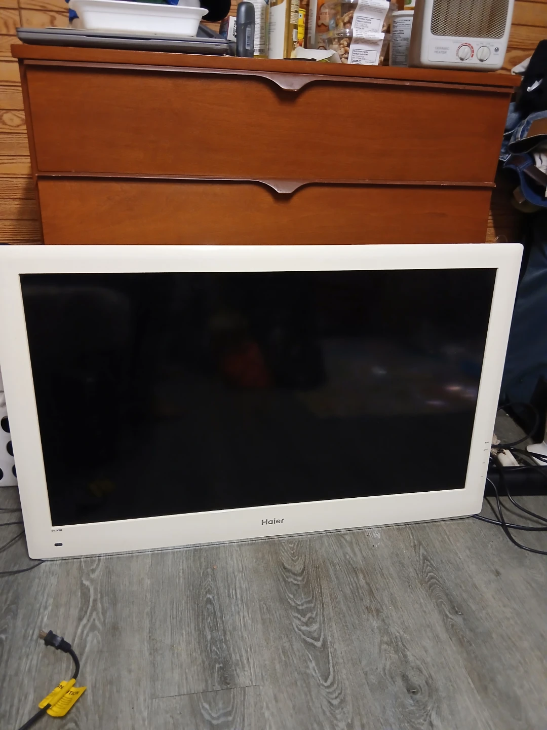 Haier white television LED