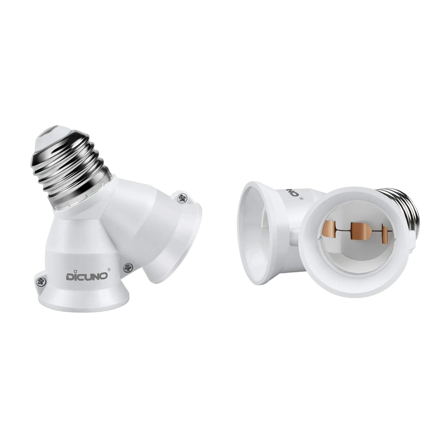 DiCUNO 2 in 1 E26 Socket Splitter Adapter, Light Socket Splitter