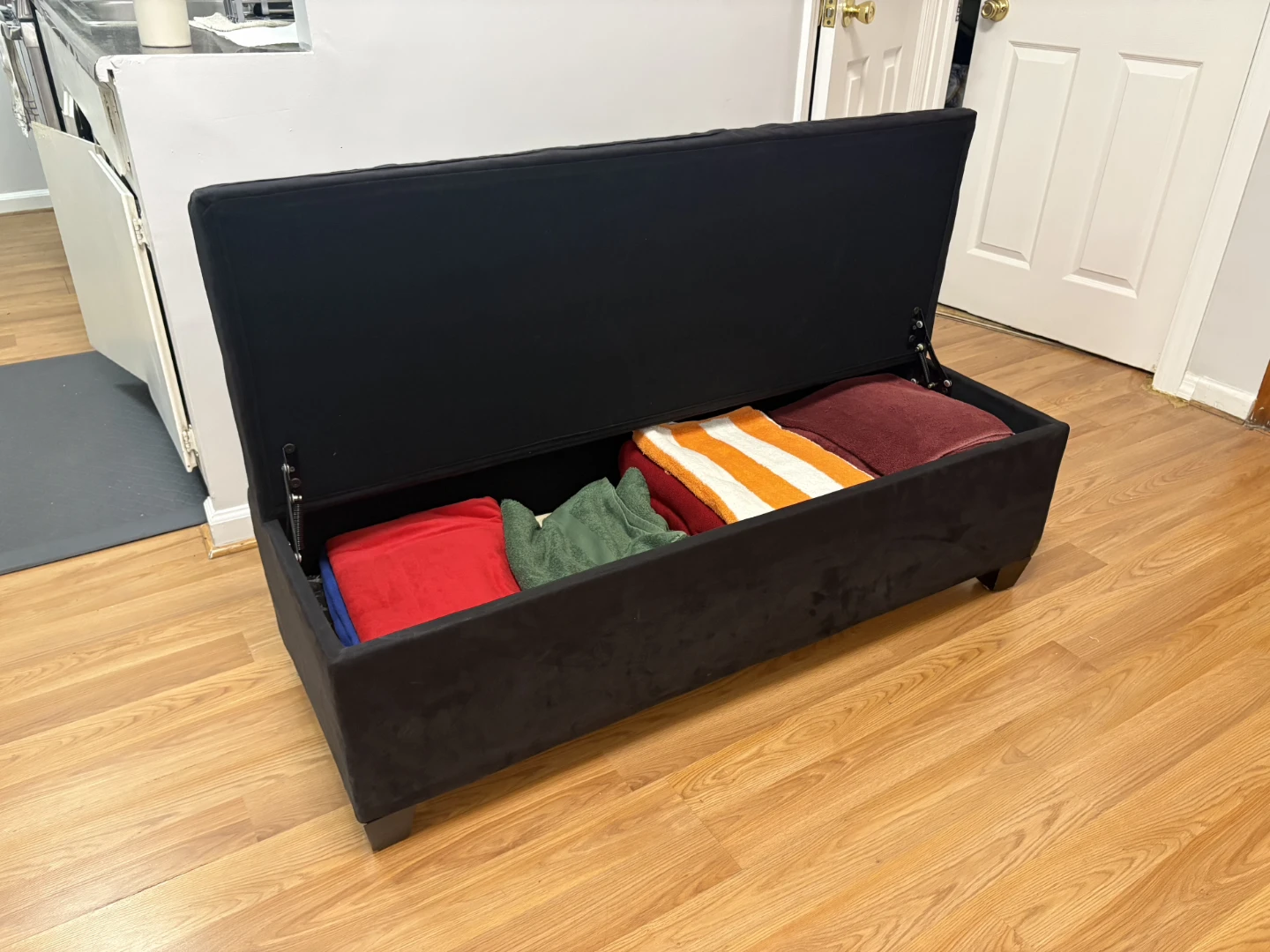 Black Upholstered Storage Bench - photo 3