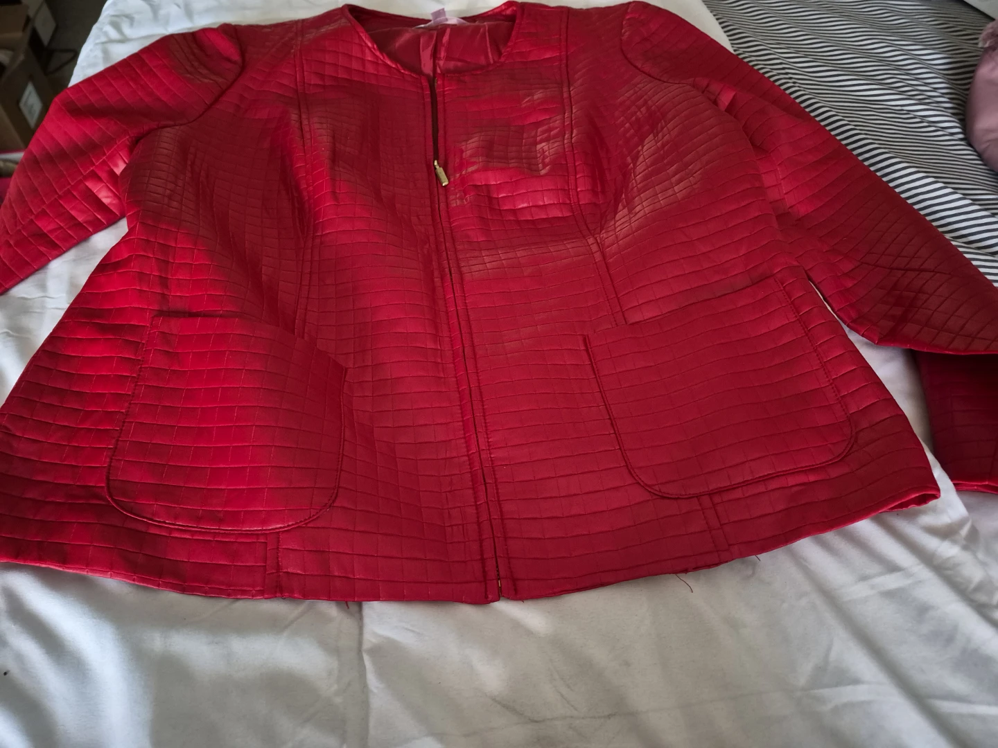 Red Quilted Zip-Up Jacket - photo 2
