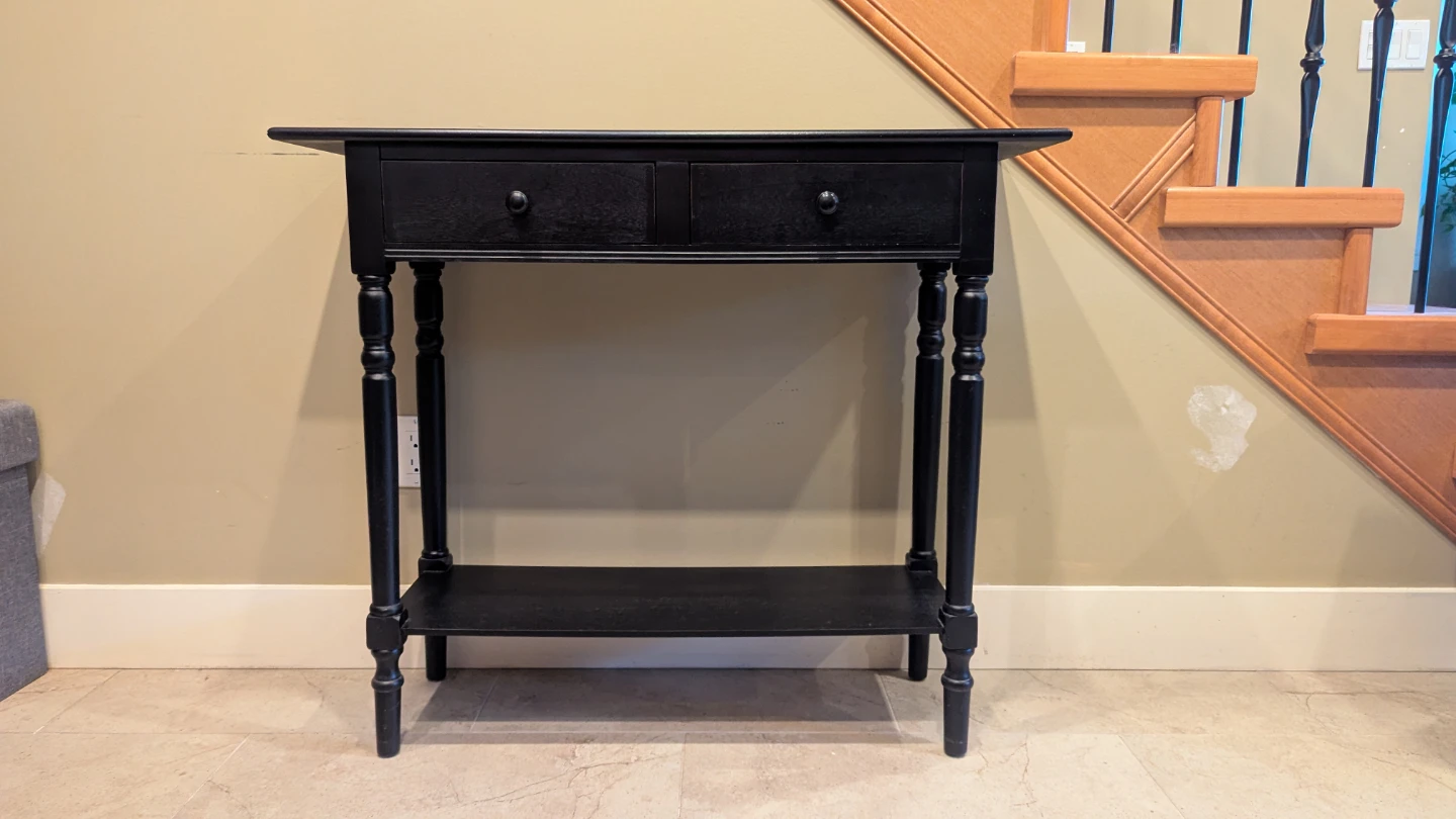 Black Wooden Console Table with Drawers
