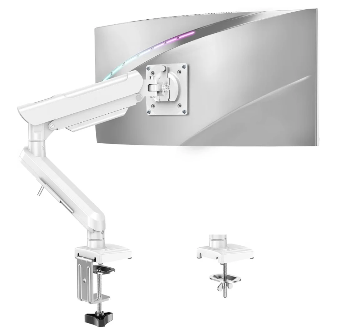 White Adjustable Desk Monitor Mount