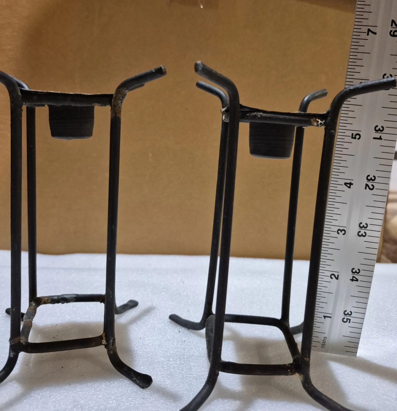 Vintage 1960 modernist black metal taper candle holder(Skokie)
