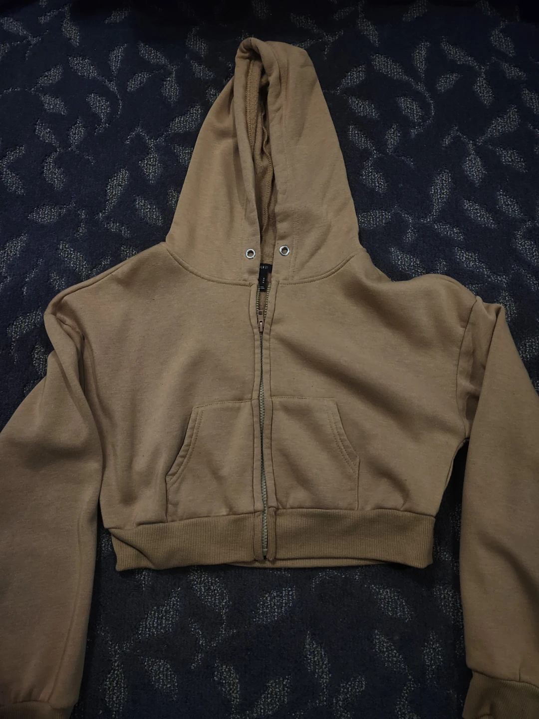 Forever 21 Tan Cropped Zip-Up Hoodie - photo 3