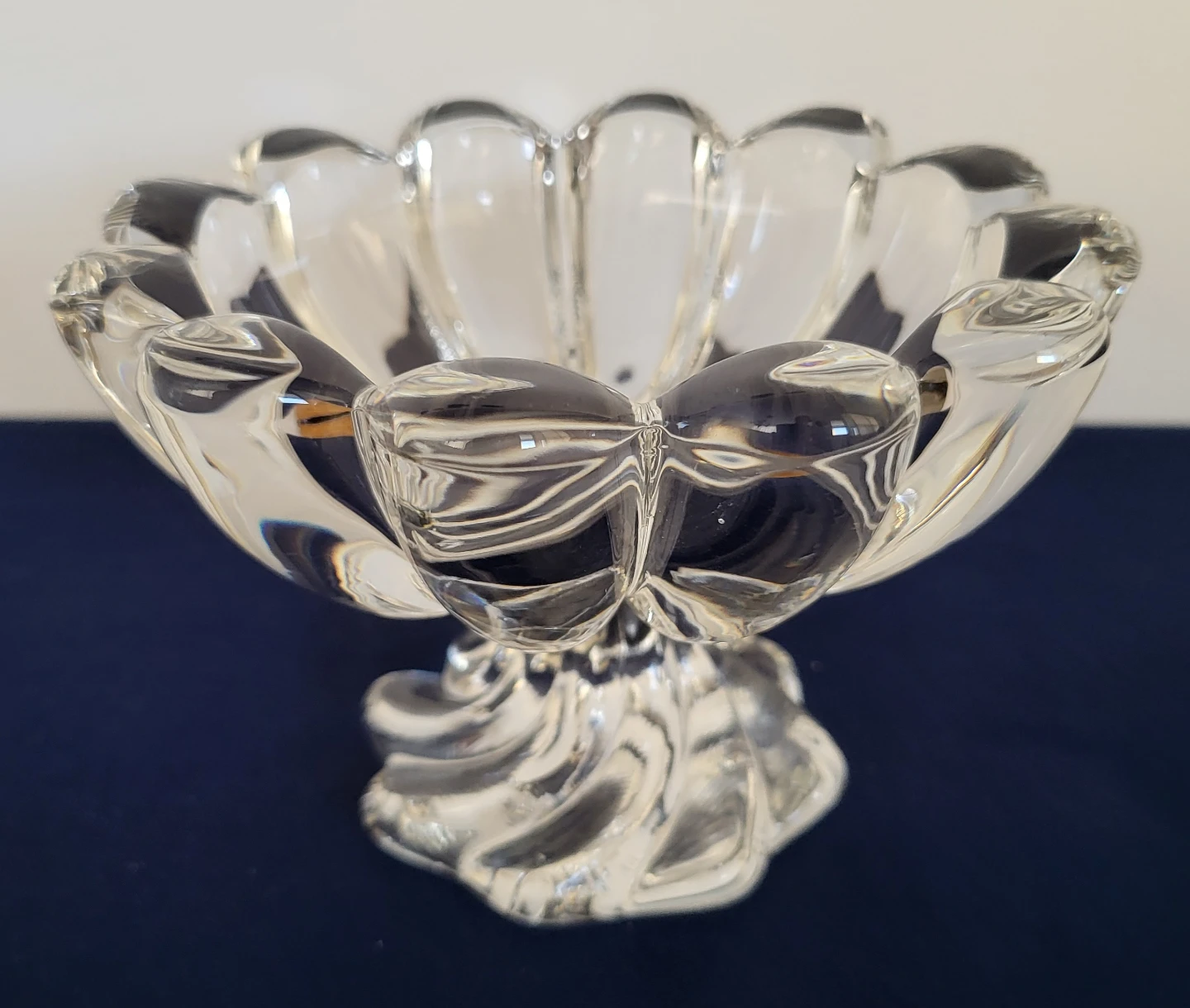 Vintage Crystal Glass Pedestal Bowl