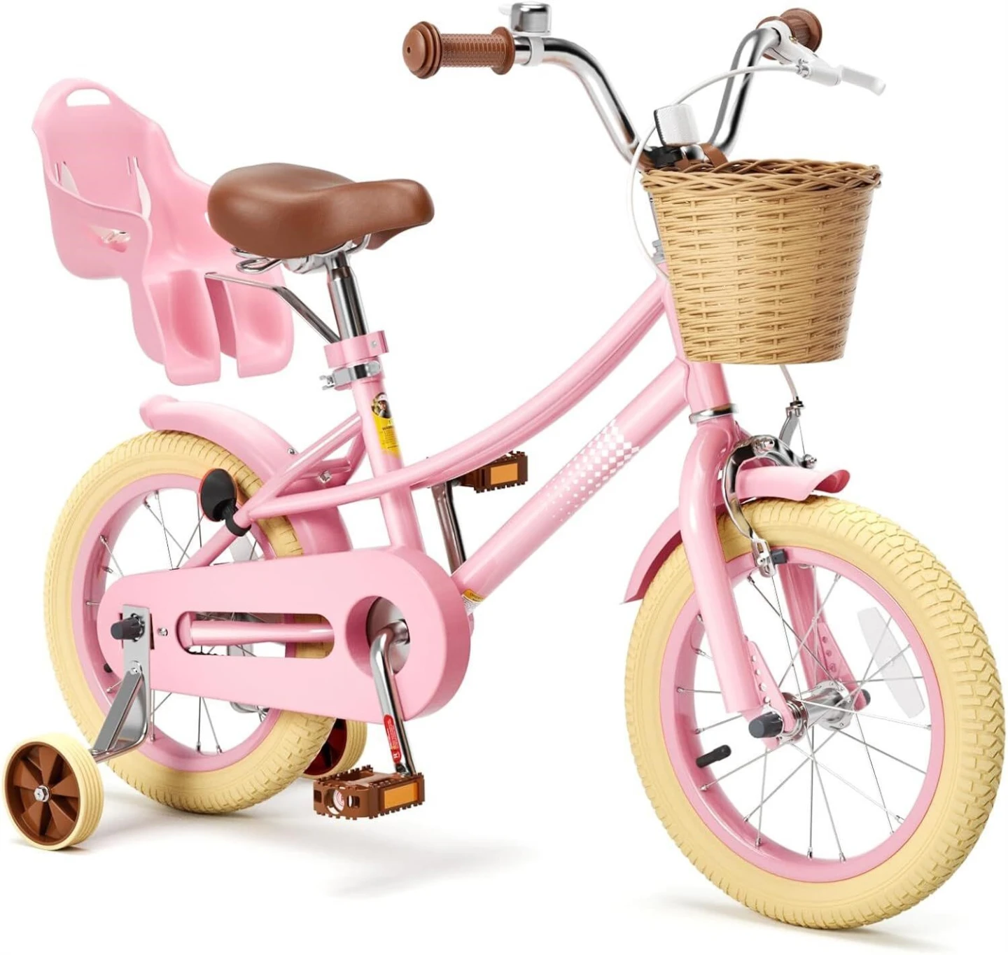 Girls Pink 14-inch Bicycle with Basket