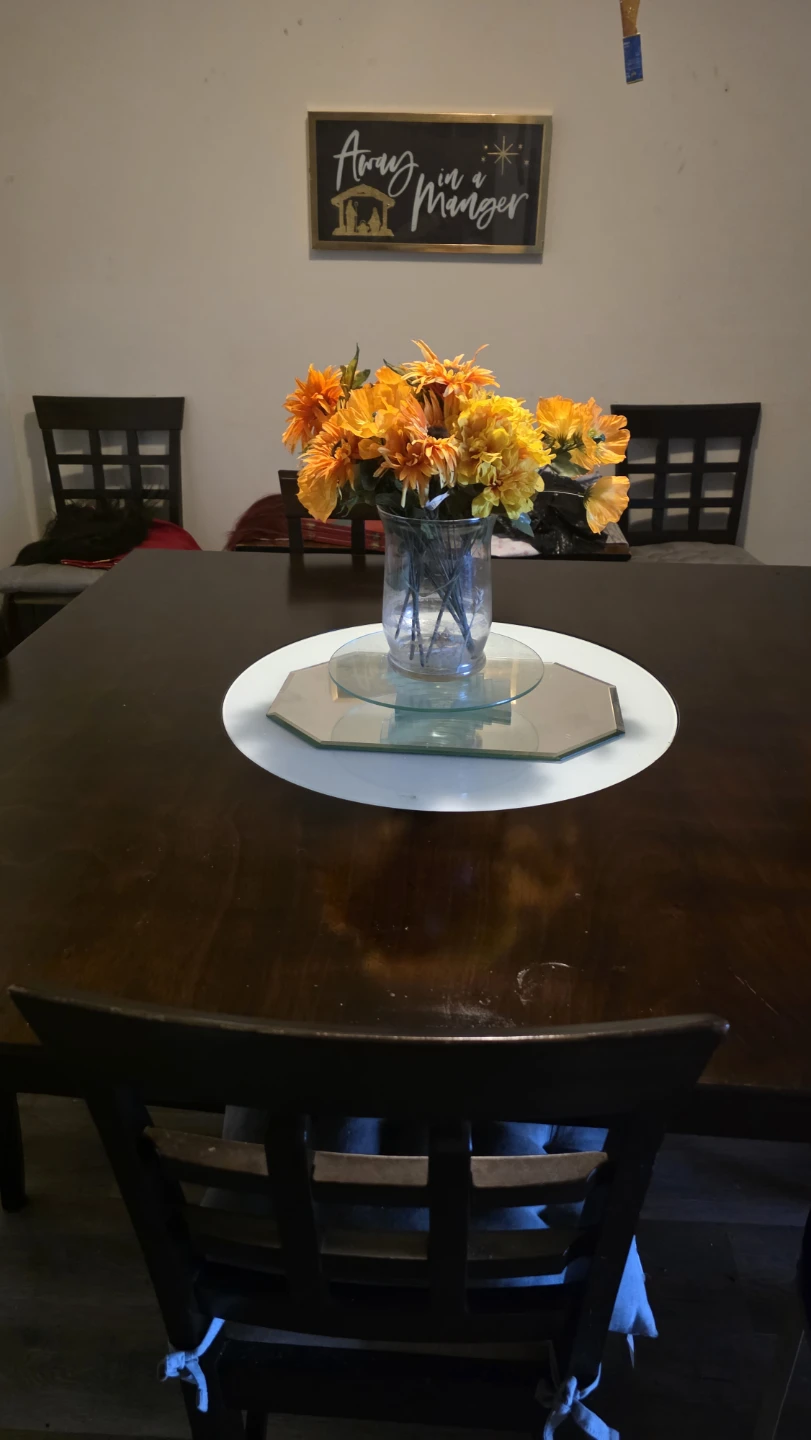 Dark Wood Dining Table with Chair Set - photo 2
