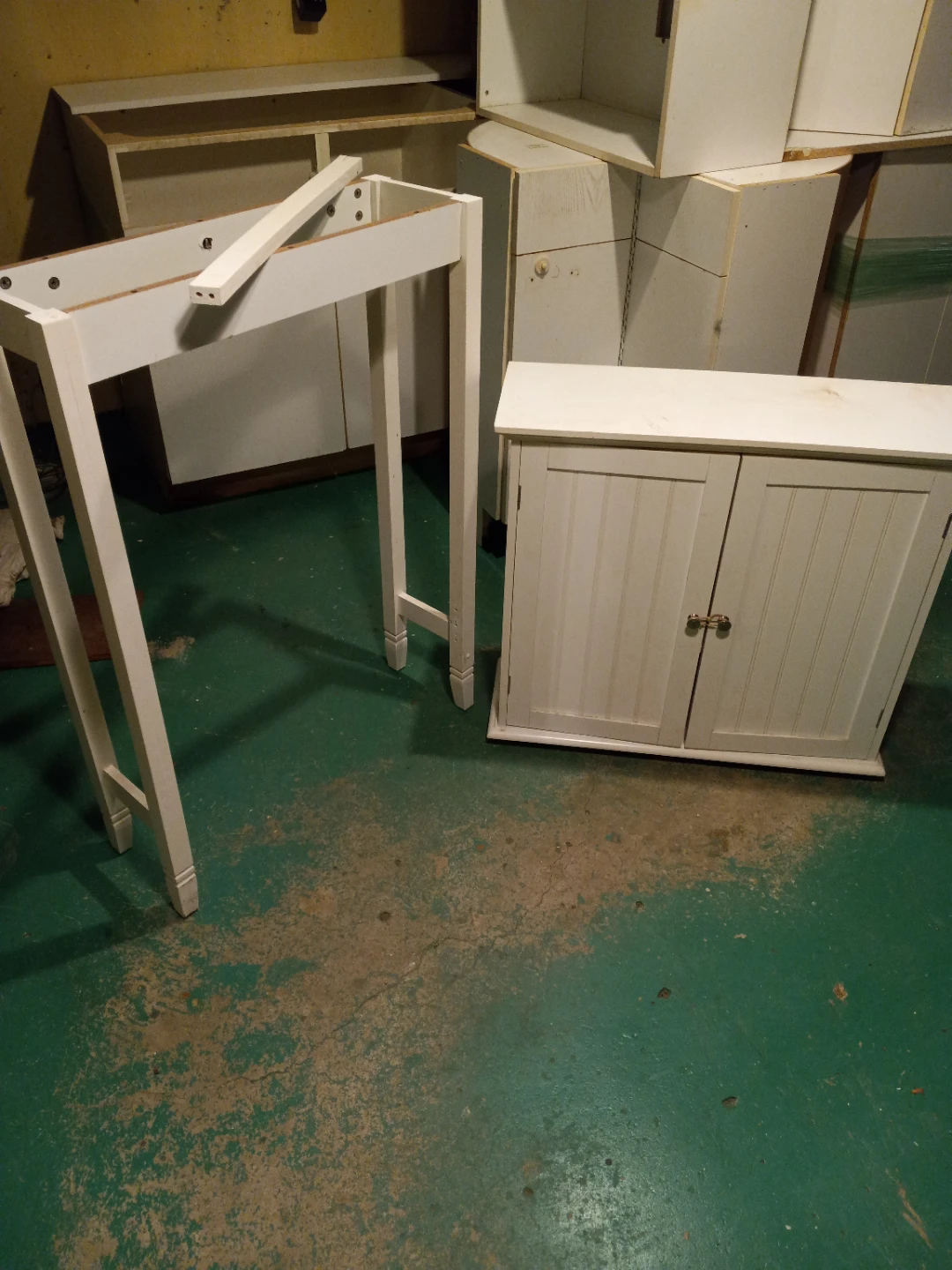 White bathroom cabinet with stand