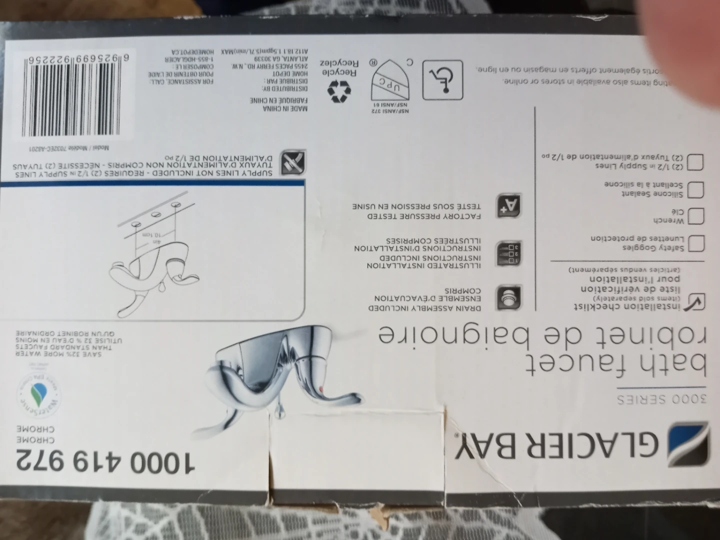 Glacier Bay 3000 Series Chrome Bath Faucet - photo 2