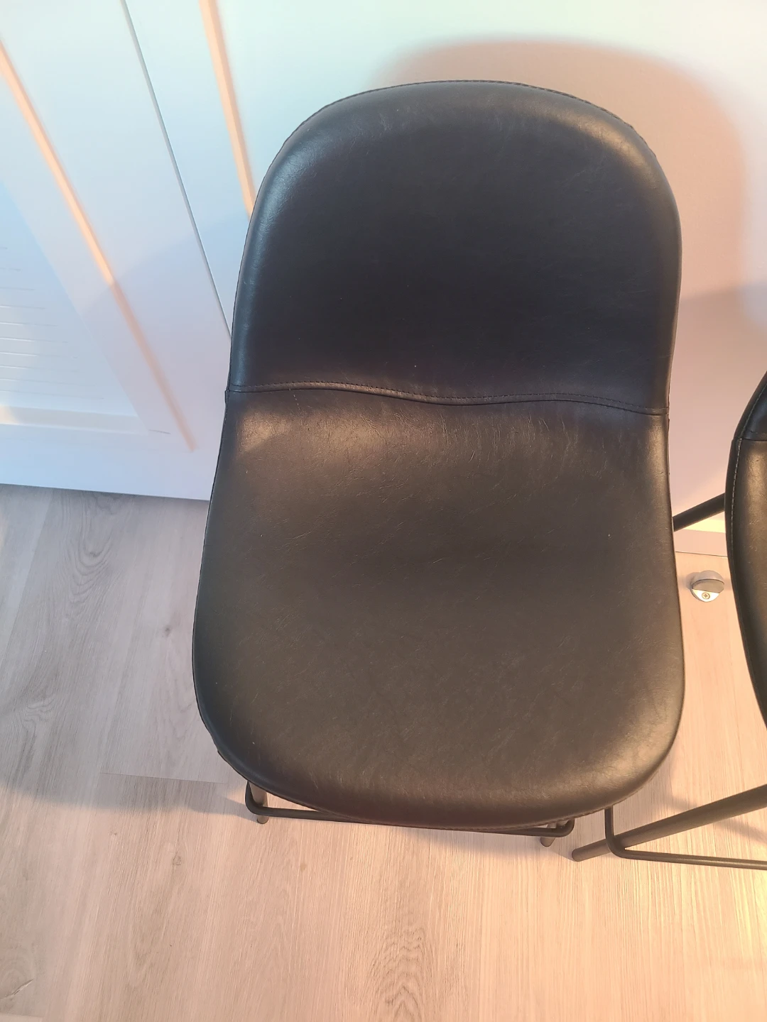 Set of 2 Black Faux Leather Bar stools - photo 3