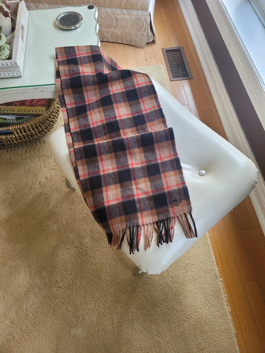 Coach New York Cashmere Plaid Scarf