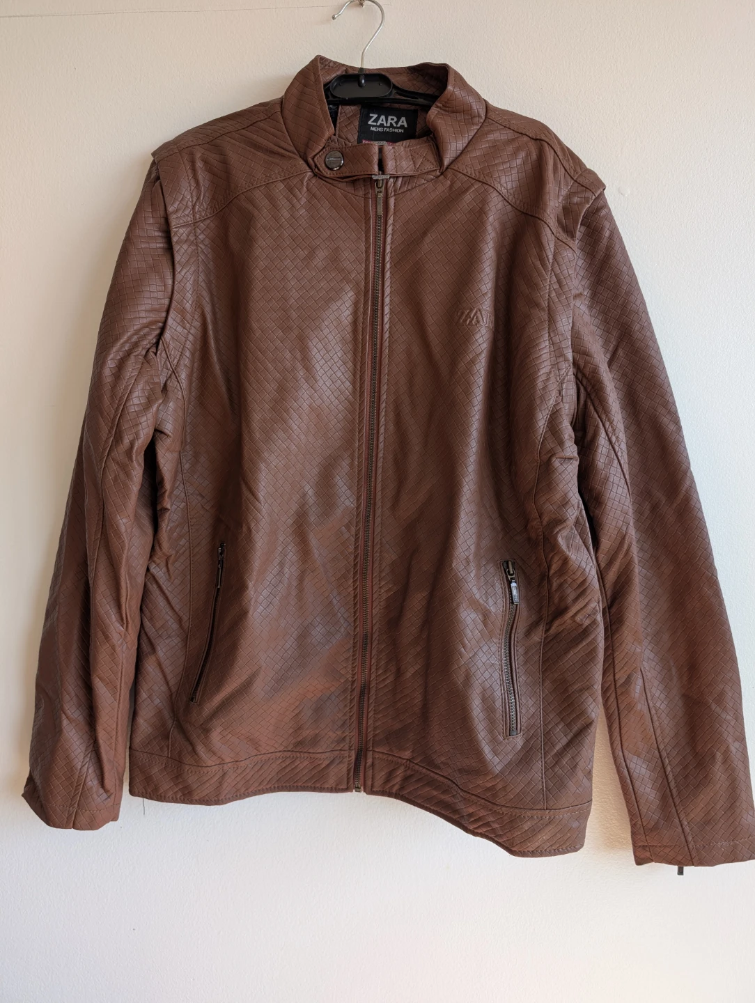 Zara Men's Genuine Leather Quilted Jacket